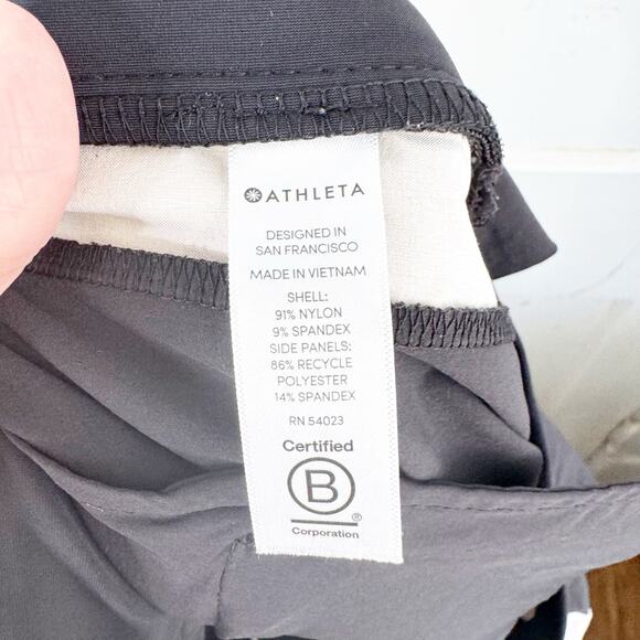 Athleta Luxe Gramercy Track Trouser Black Snap Button Legs White Stripe Size 8 - Picture 13 of 13